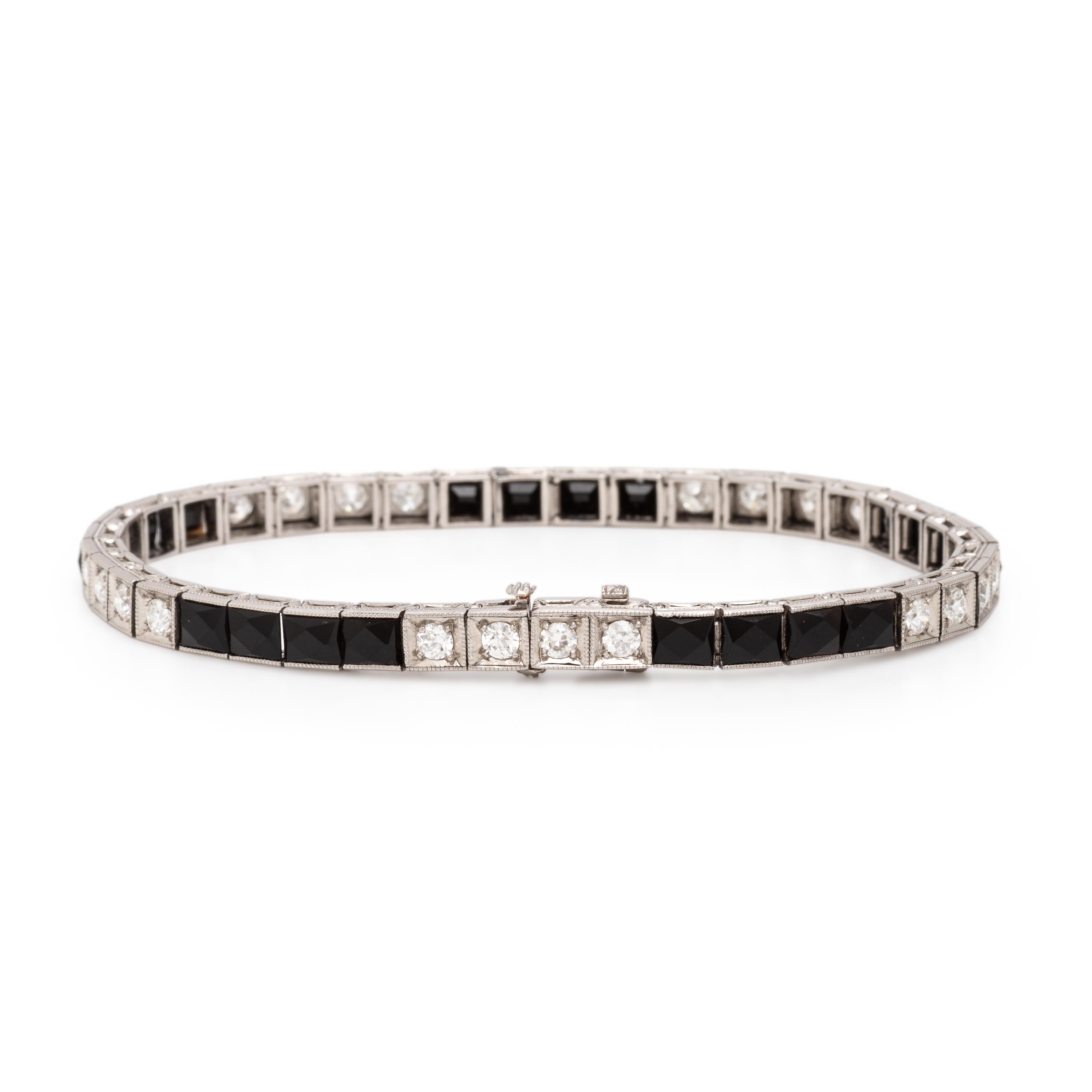 Art Deco, Onyx, Diamond, and Platinum Bracelet