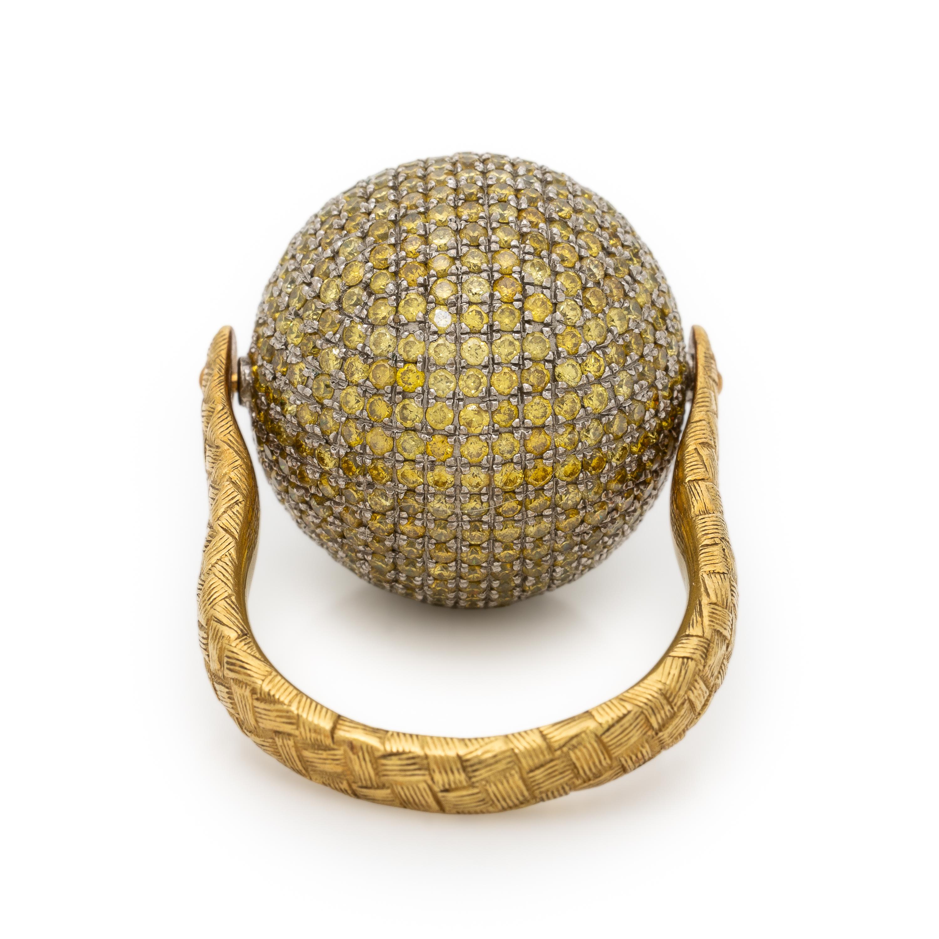 Bottega Veneta, 'Sfera', Yellow Diamond and Yellow Gold Ring