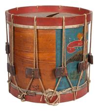 [CIVIL WAR]. Regulation US Infantry hand-painted snare drum. Attributed manufacture to Charles E. Town, Bath, ME.