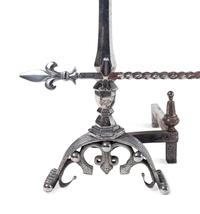 A Pair of English Brass and Steel Andirons