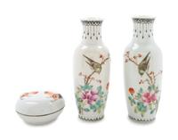 Three Famille Rose Porcelain Articles