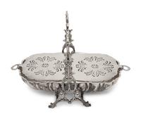 An English Victorian Silver-Plate Bun Warmer and a Silver-Plate and Cut Glass Biscuit Barrel