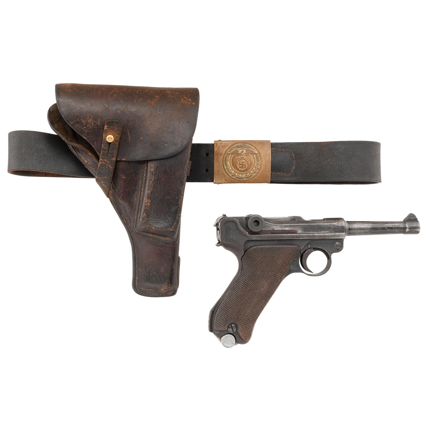 **42-Code Mauser P.08 Luger with 1939 Date and WWII-era Polish Radom Holster with German Belt