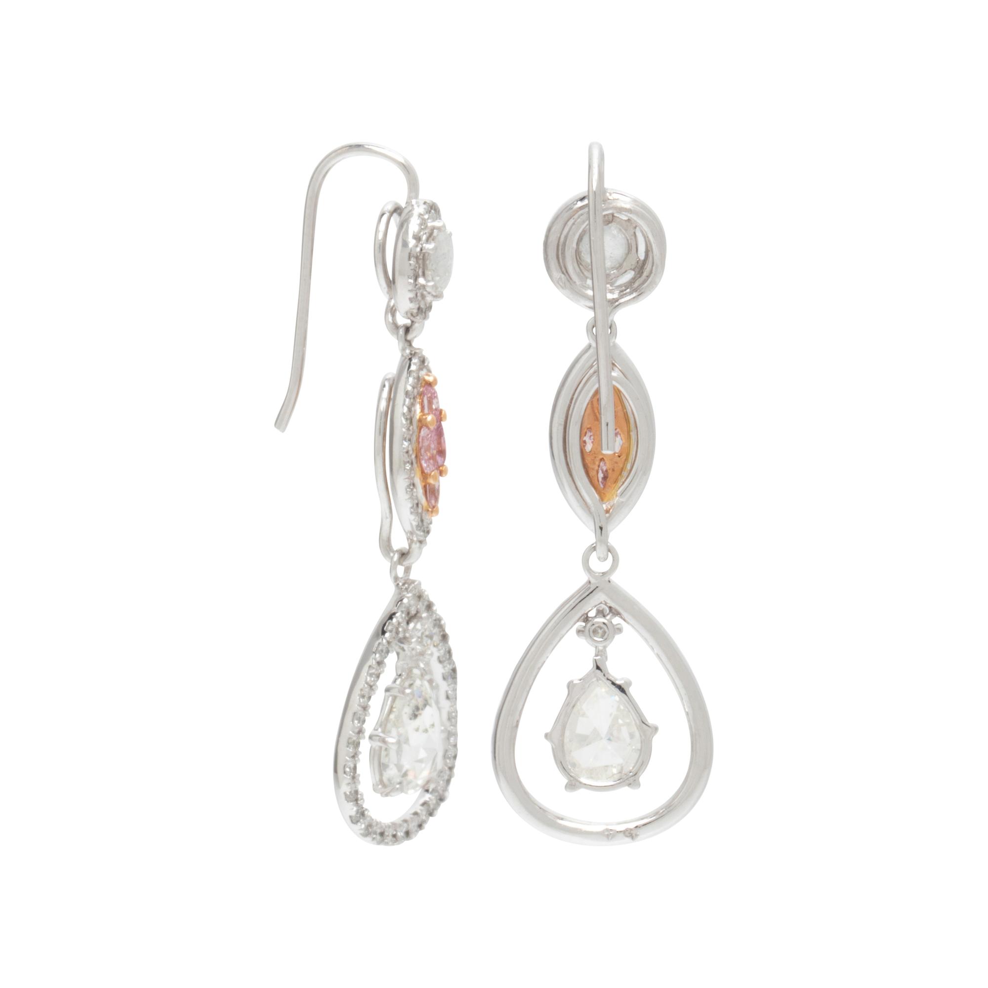 PINK DIAMOND AND DIAMOND EARRINGS
