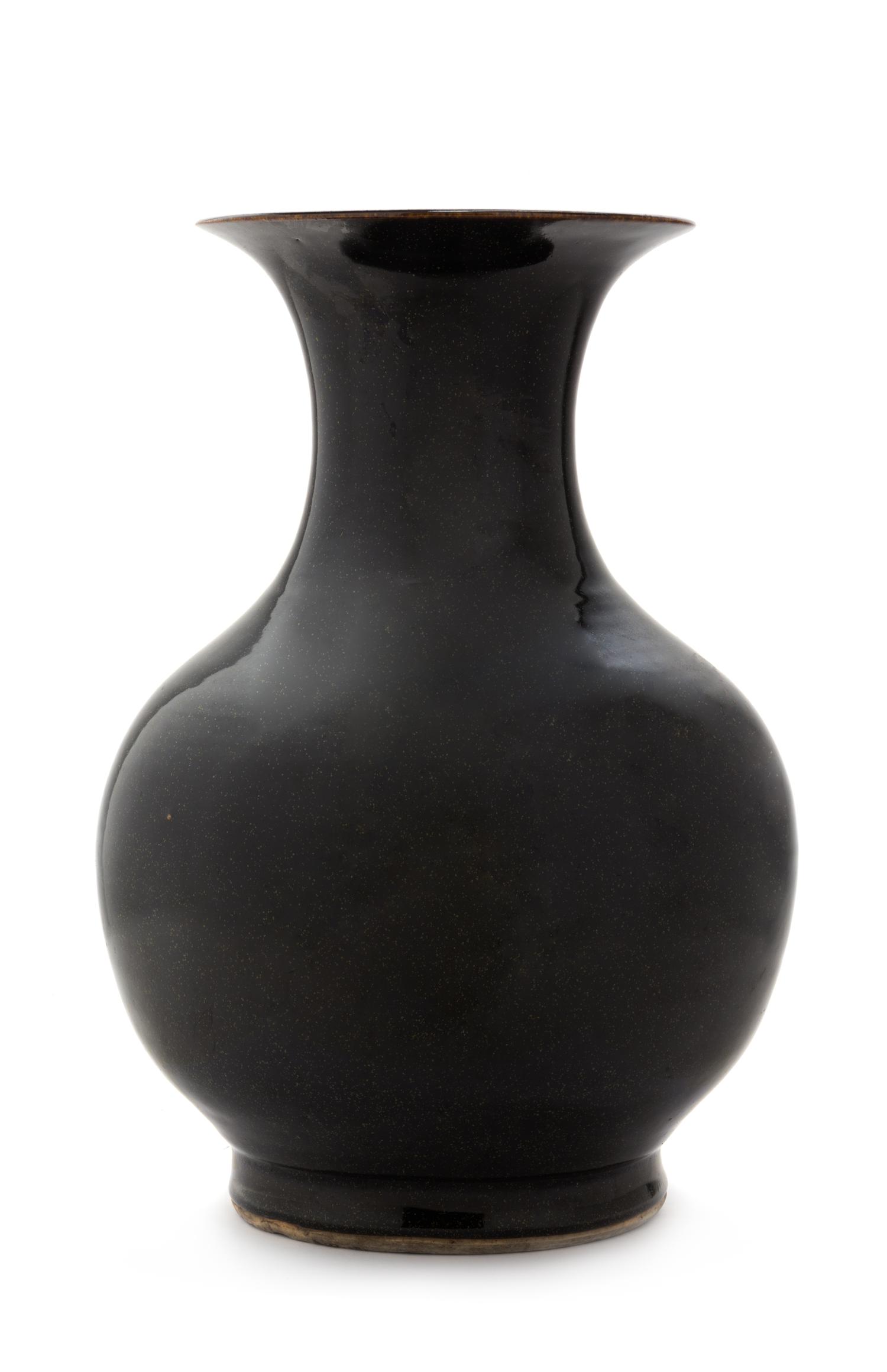 A Chinese Monochrome Iron Dust Glazed Vase Height 13 1/8 inches. — 18TH CENTURY