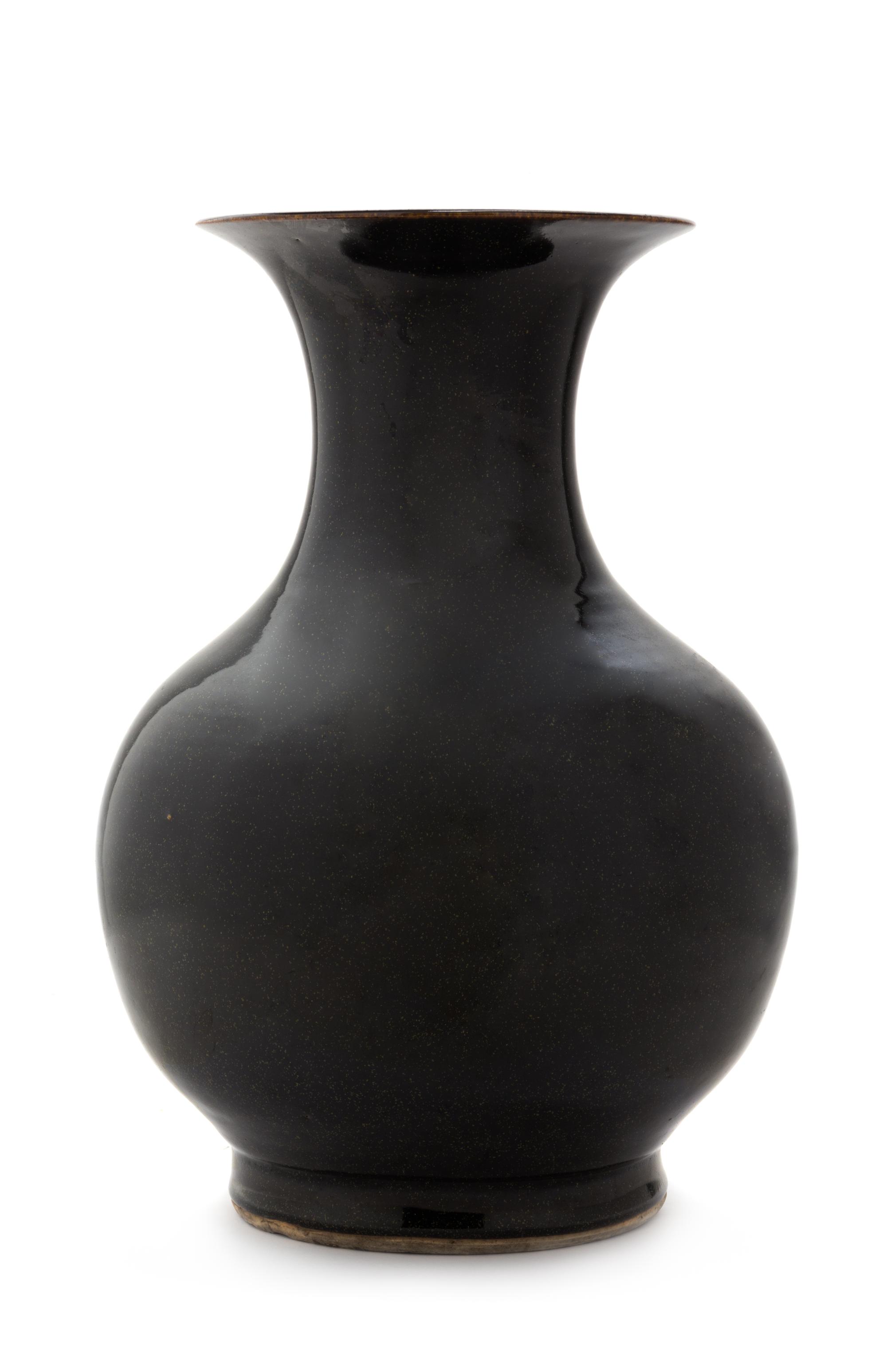 A Chinese Monochrome Iron Dust Glazed Vase Height 13 1/8 inches. — 18TH CENTURY