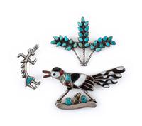 Navajo and Zuni Silver Pins / Brooches, PLUS