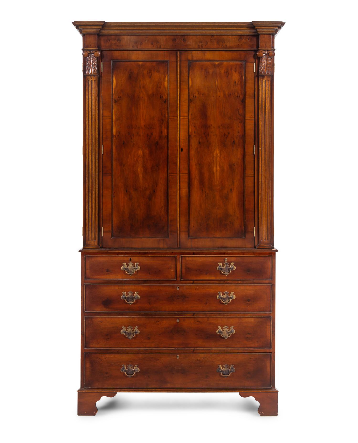 A Bench-Made George III Style Linen Press by Trosby Furniture
