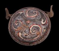 A Painted Pottery Tripod Vessel and Cover, Ding