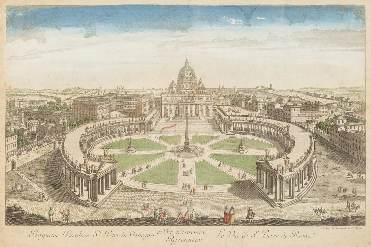 A Collection of Eighteen Hand-Colored Engravings Depicting Views of European Capitals and Famous Buildings