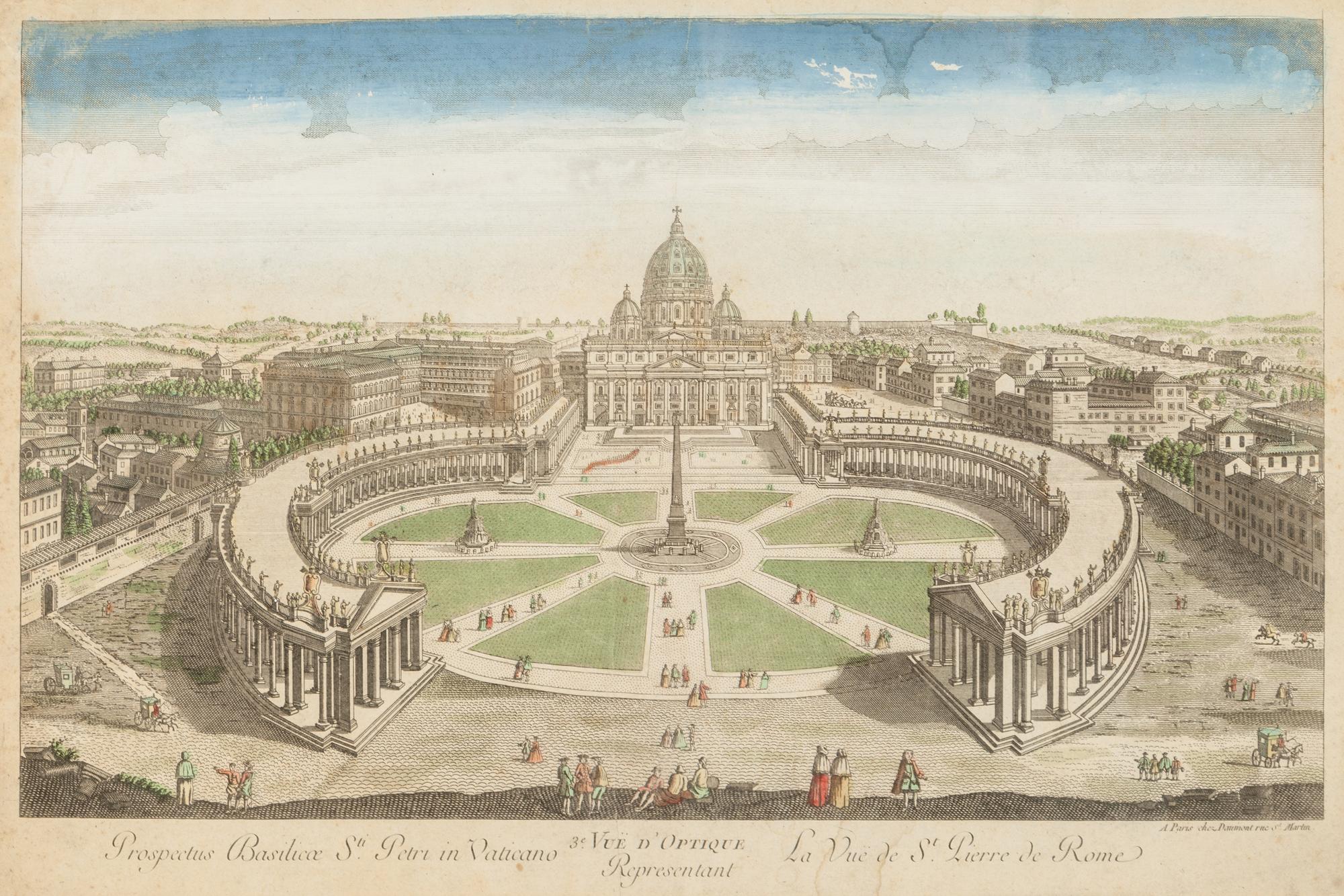 A Collection of Eighteen Hand-Colored Engravings Depicting Views of European Capitals and Famous Buildings