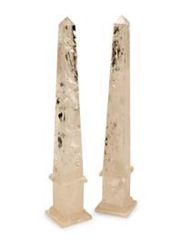A Pair of Large Rock Crystal Obelisks