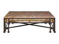 A Gilt Tôle and Iron Marble-Top Cocktail Table