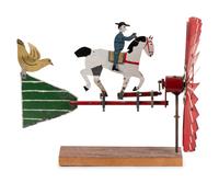 A Folk Art Painted Tin Whirligig of a Trotting Horse