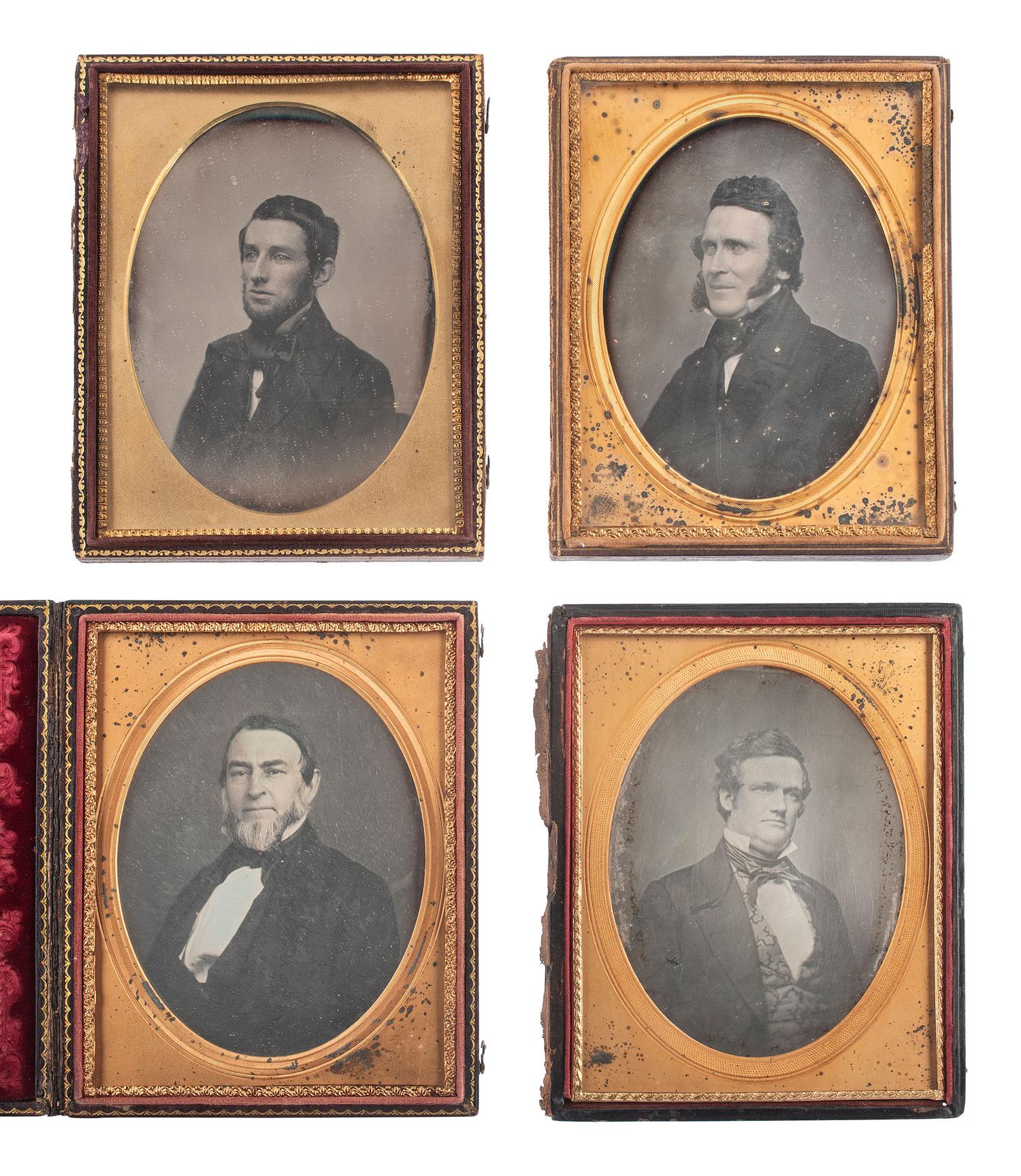 [EARLY PHOTOGRAPHY]. 13 half plate daguerreotypes of men of varying ages.