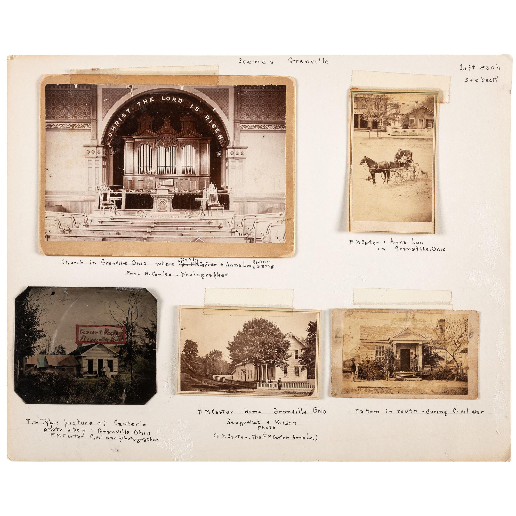 [CIVIL WAR]. Archive of photographs and ephemera related to Civil War photographer F.M. Carter, including: