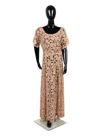 Silk Crepe on Crochet Net Dress, 1930s