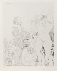 Autoportrait à la canne, avec comédien, amour replet et femmes (pl. 8 from 347 Series)
