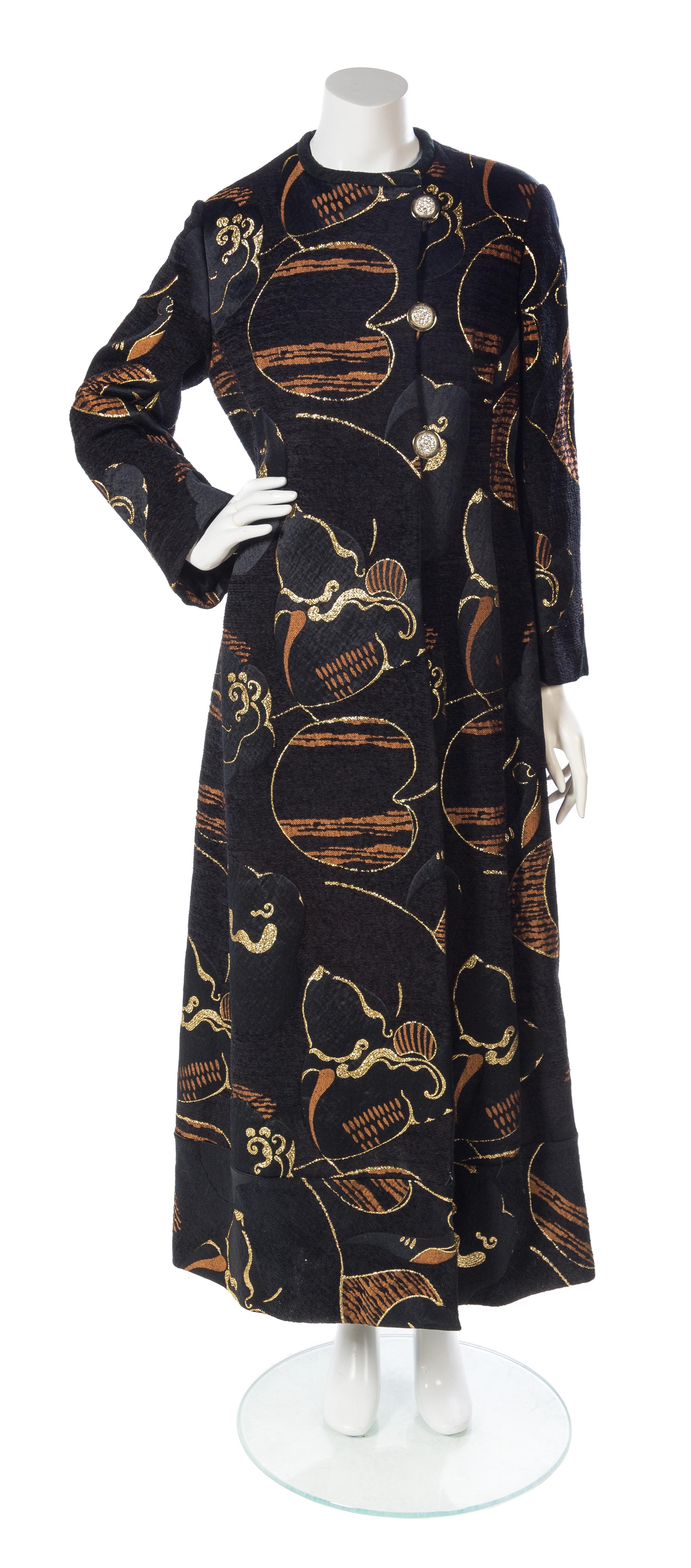 A Black Patterned Evening Coat,