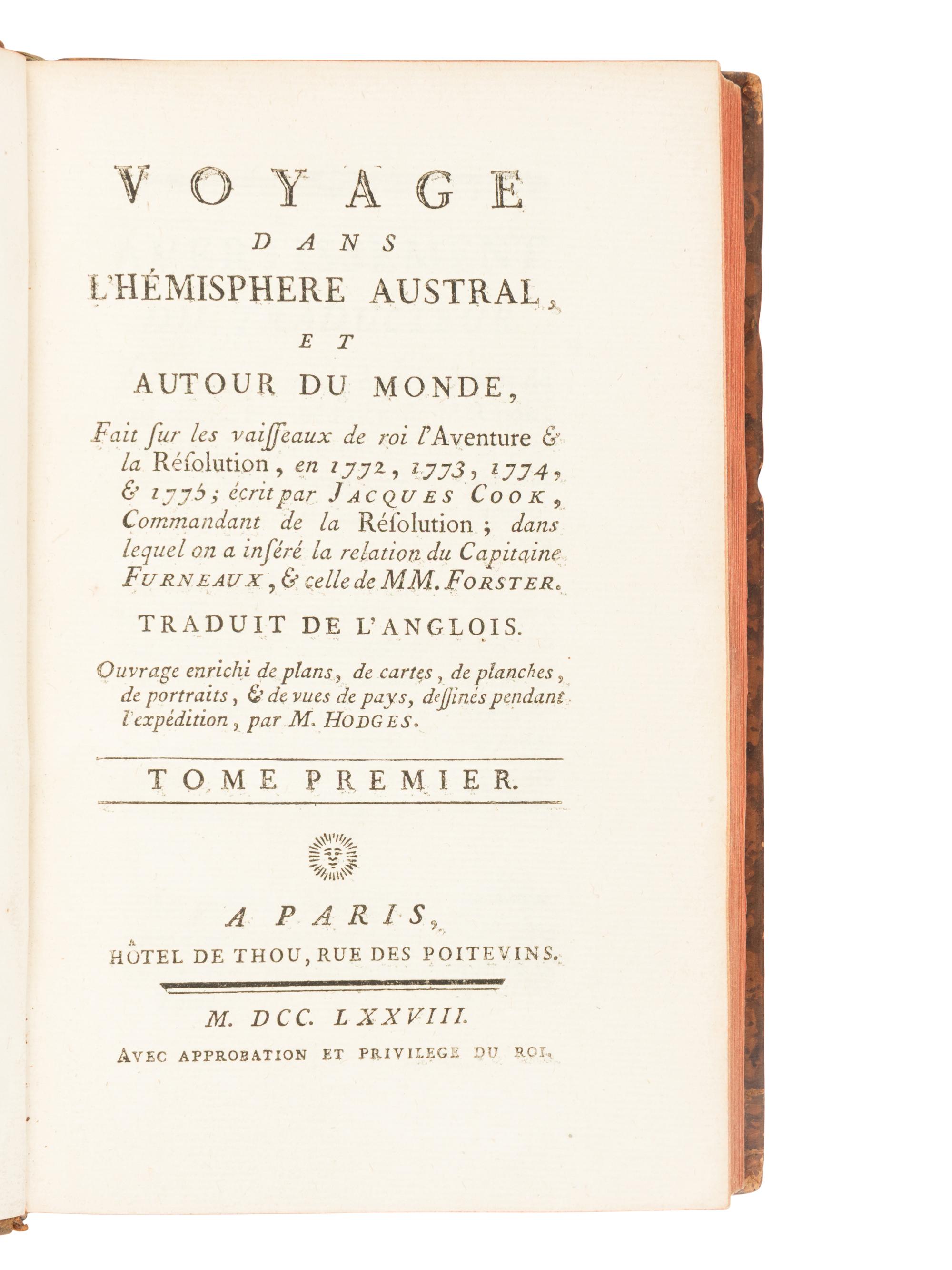 [Travel & Exploration] Cook, Captain James. Voyage dans l'Hemisphere Austral, et Autor du Monde...
