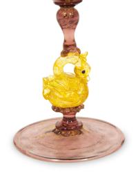 A Set of Nine Murano Glass Wine Glasses