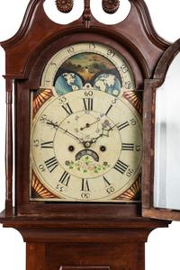 A Federal Carved Cherrywood Tall Case Clock