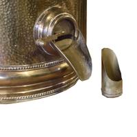 A Set of Six Brass and Glass Coffee Bean Dispensers 16" W x 17" D x 43" H — Germany, Circa 1900