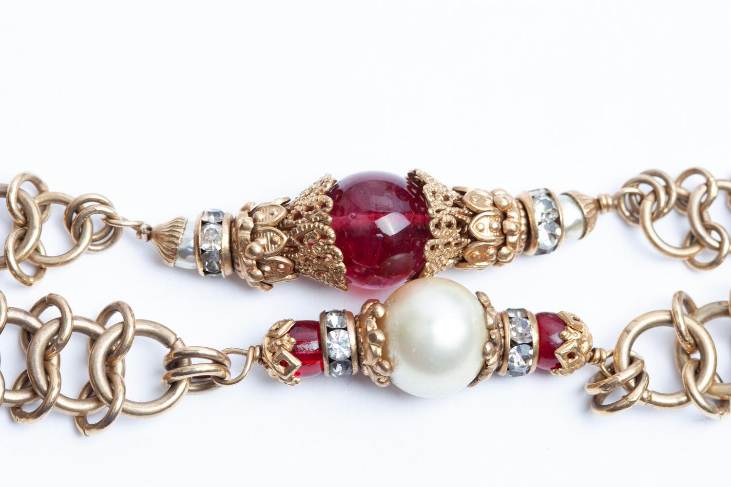Couture Sautoir Necklace Attributed to Chanel by Robert Goossens, c. 1954-74