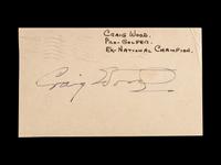 An Uncommon Signed Autograph Index Card by 1941 Masters Champion Craig Wood,