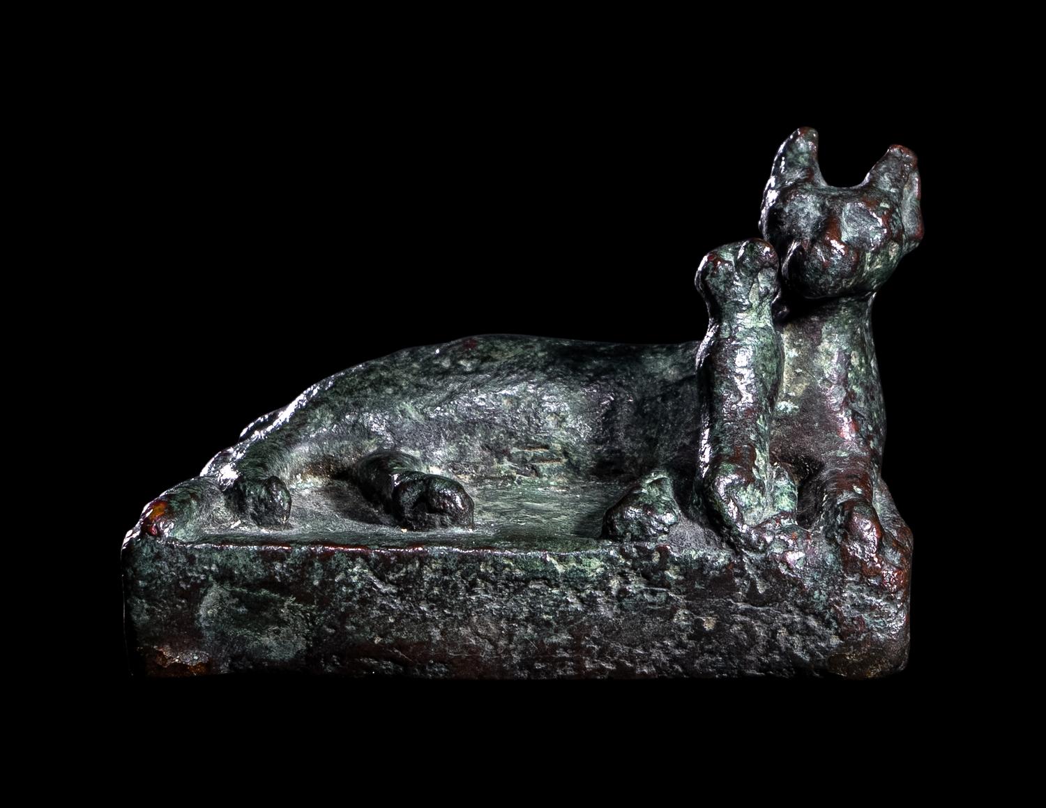 An Egyptian Bronze Cat with Kitten