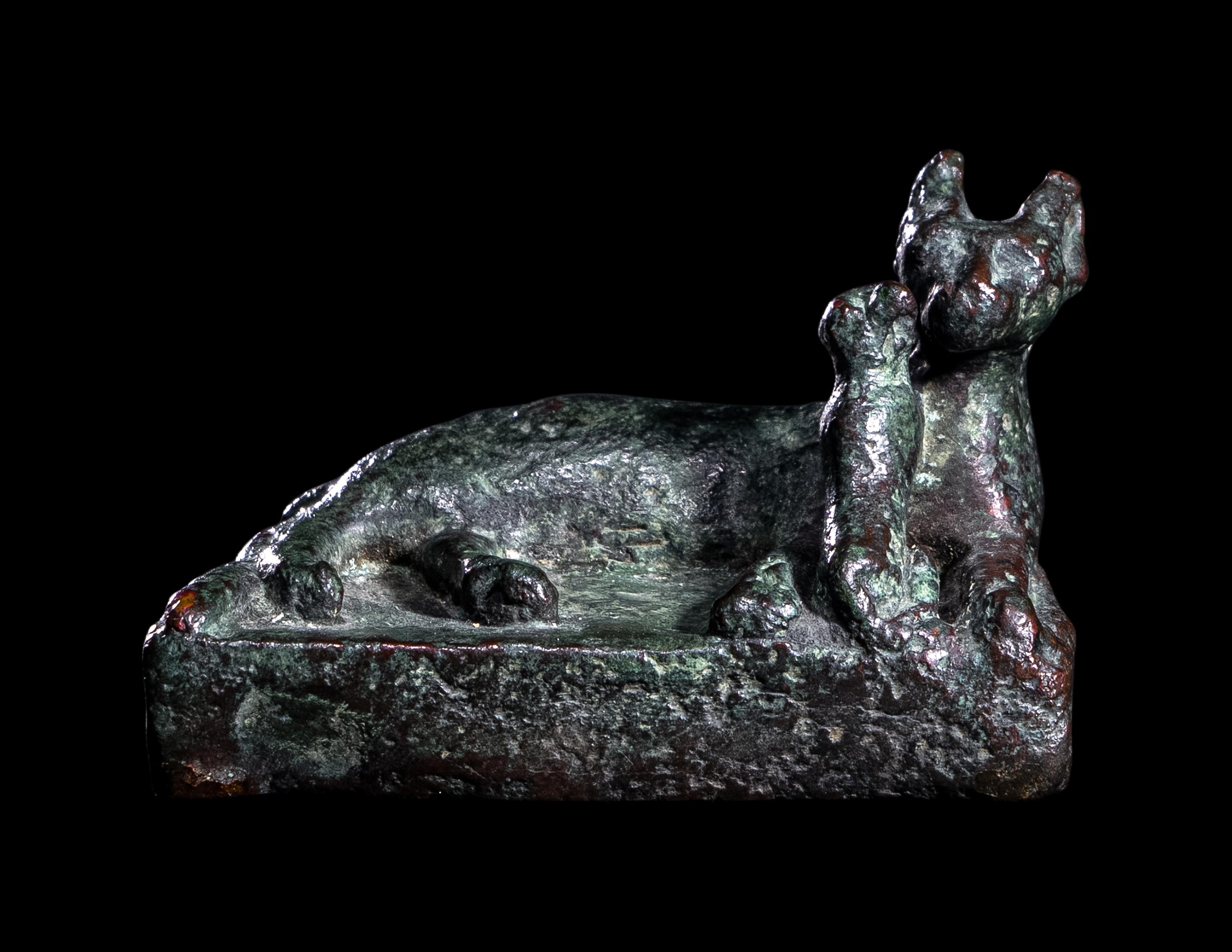 An Egyptian Bronze Cat with Kitten