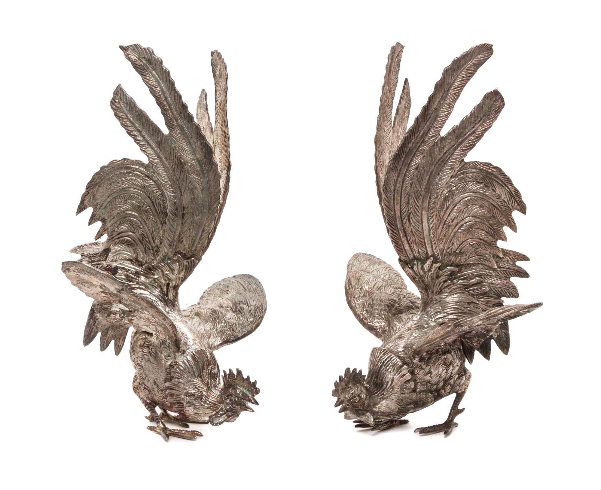 A Pair of Silver-Plate Table Ornaments, Height 11 1/4 inches.