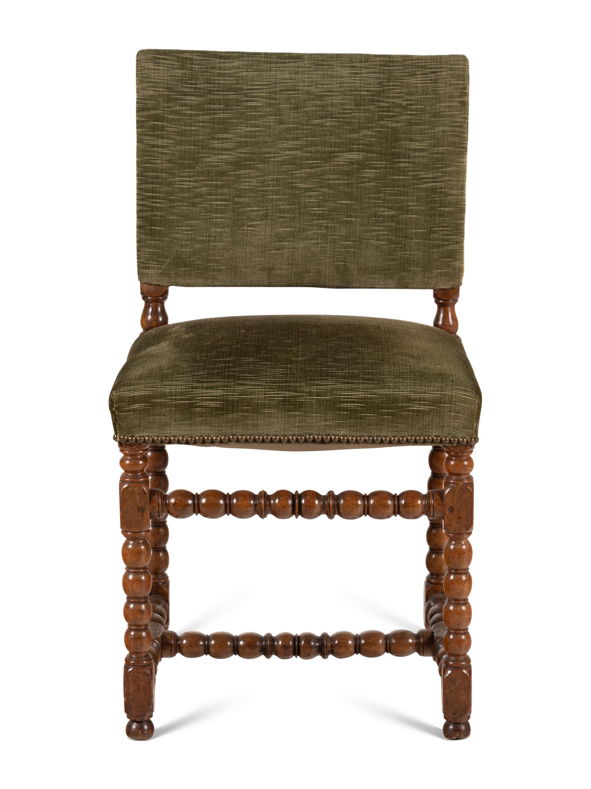 A Louis XIII Carved Walnut Side Chair