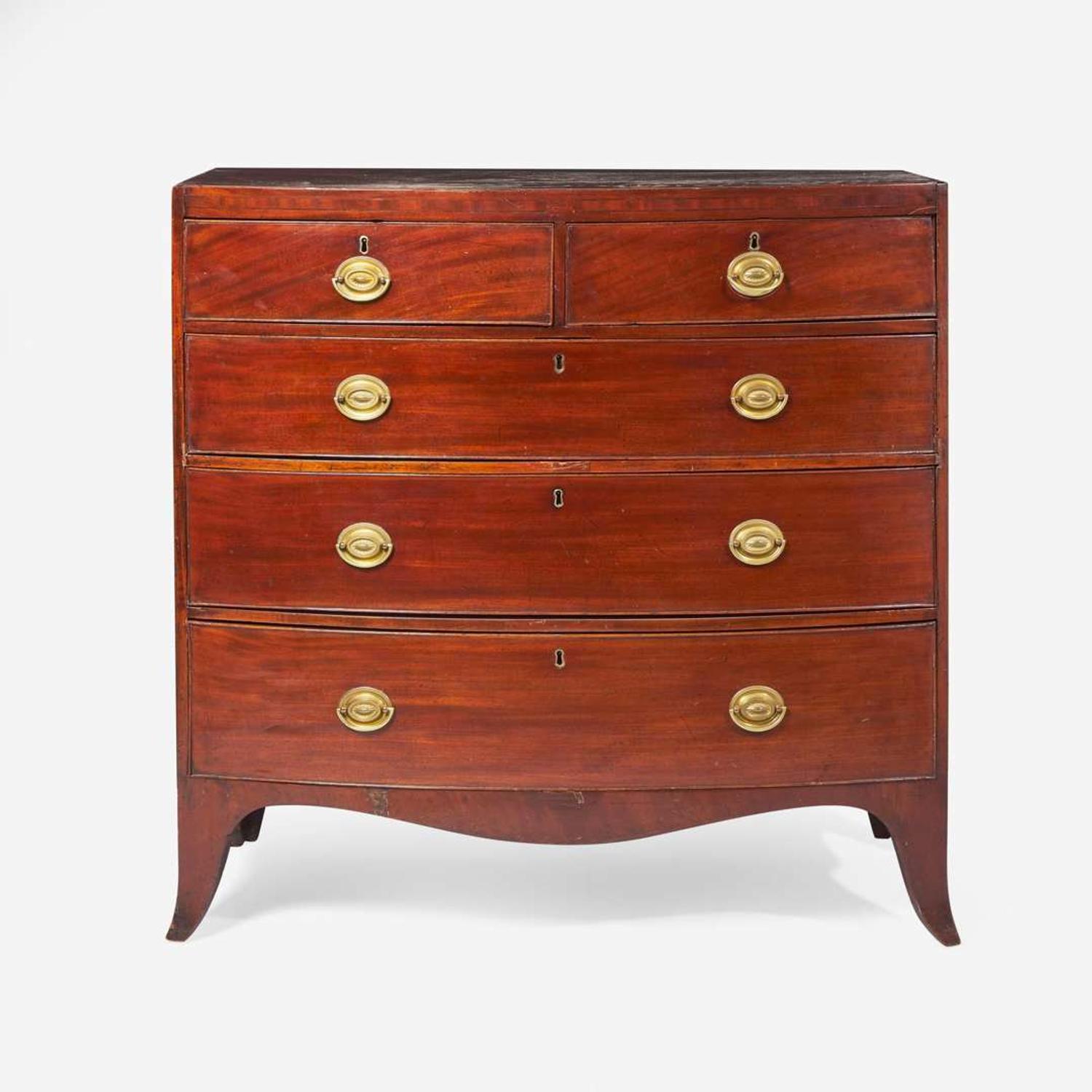 A George III bowfront mahogany chest of drawers circa 1790