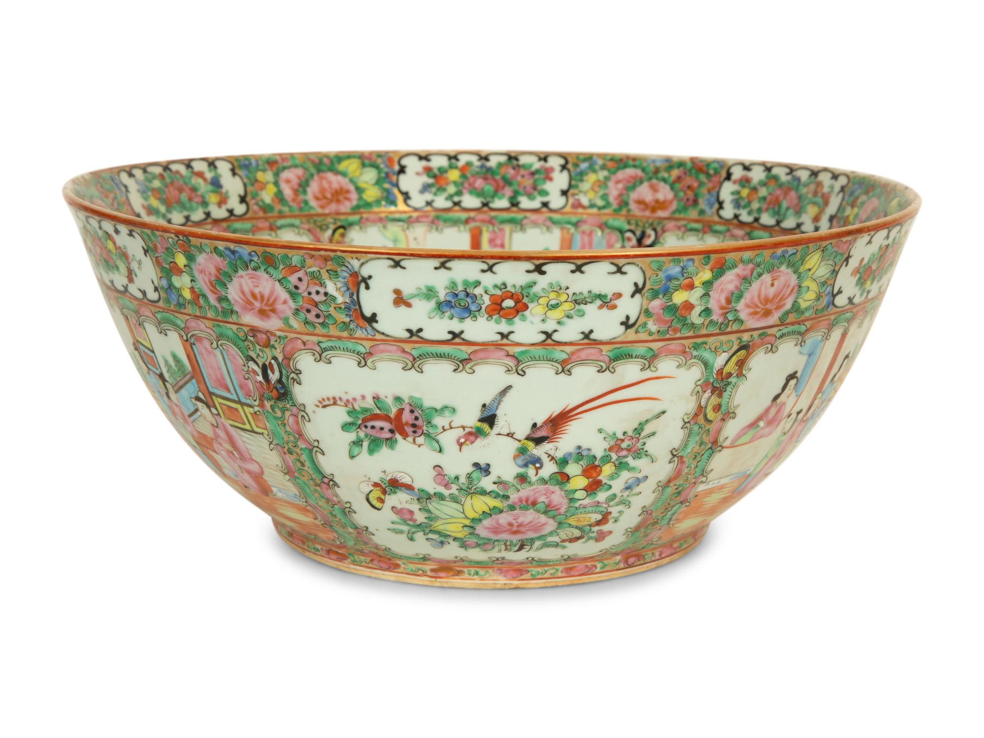 A Chinese Rose Medallion Porcelain Punchbowl