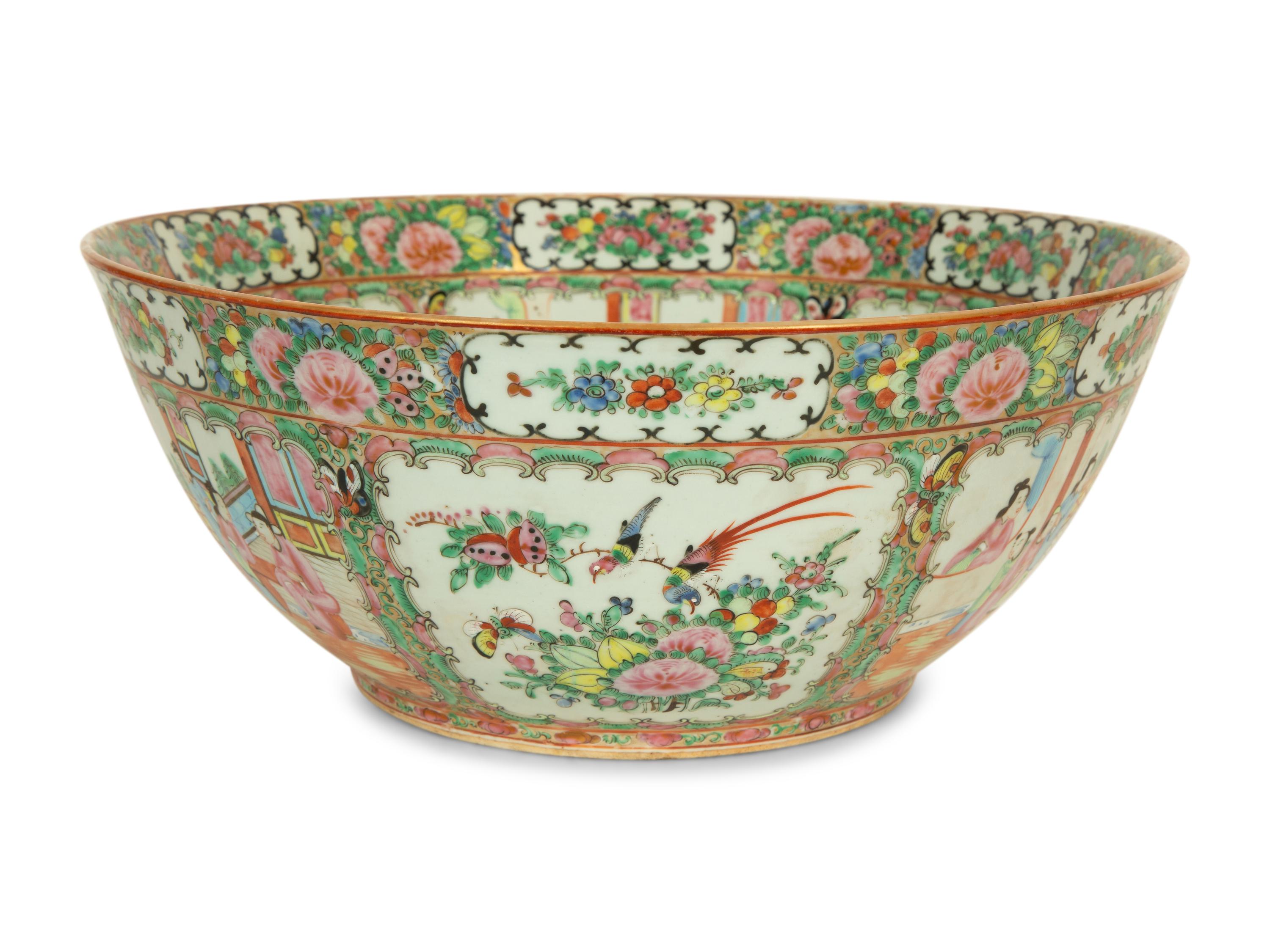 A Chinese Rose Medallion Porcelain Punchbowl