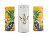 Three Chinese Porcelain Hat Holders