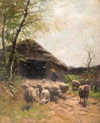 Rural Landscape with a Shepherd and Sheep