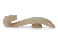 A Chinese Pale Celadon Jade Dragon Belt Hook
