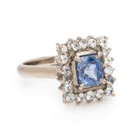 Ceylon Sapphire, Diamond, and White Gold Ring