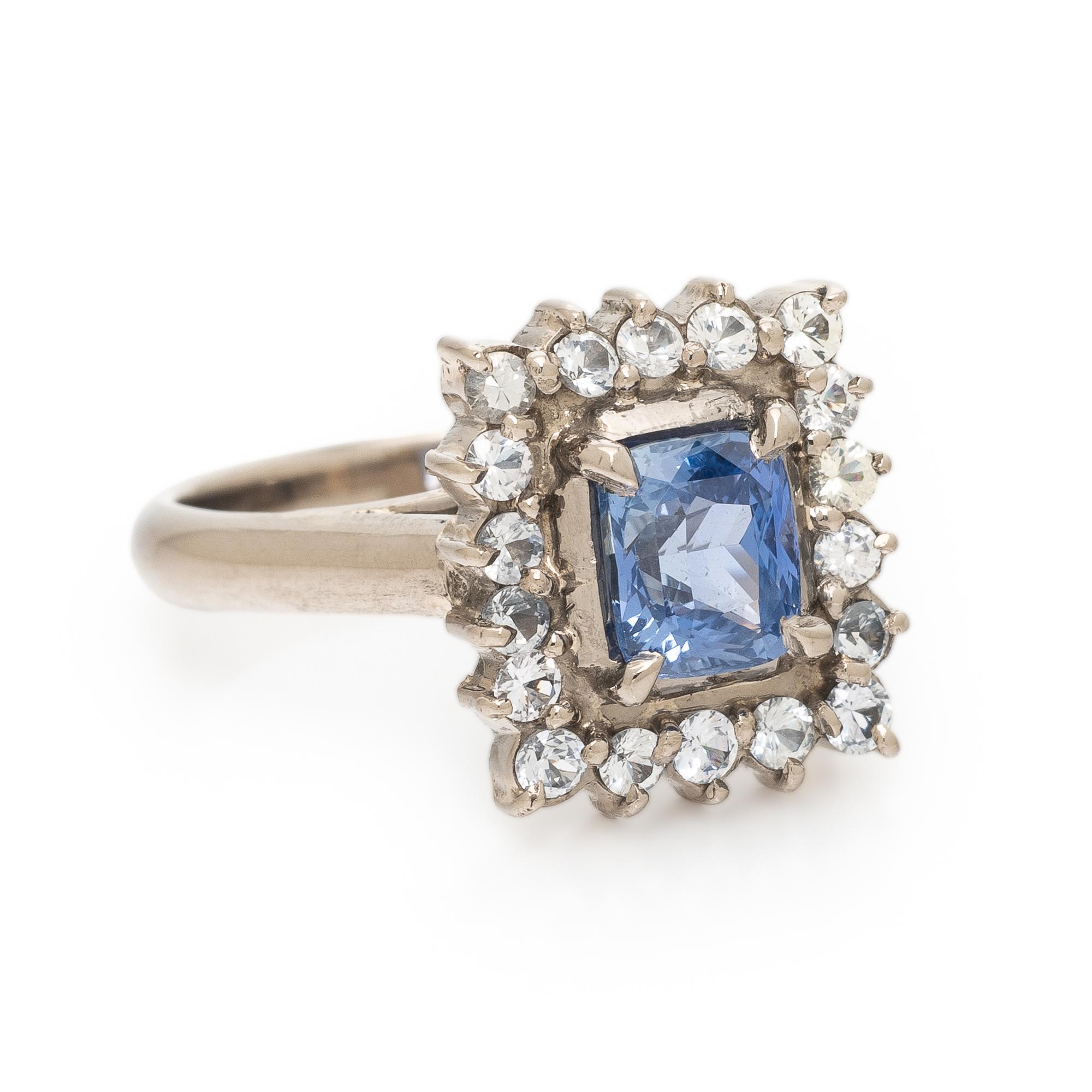 Ceylon Sapphire, Diamond, and White Gold Ring