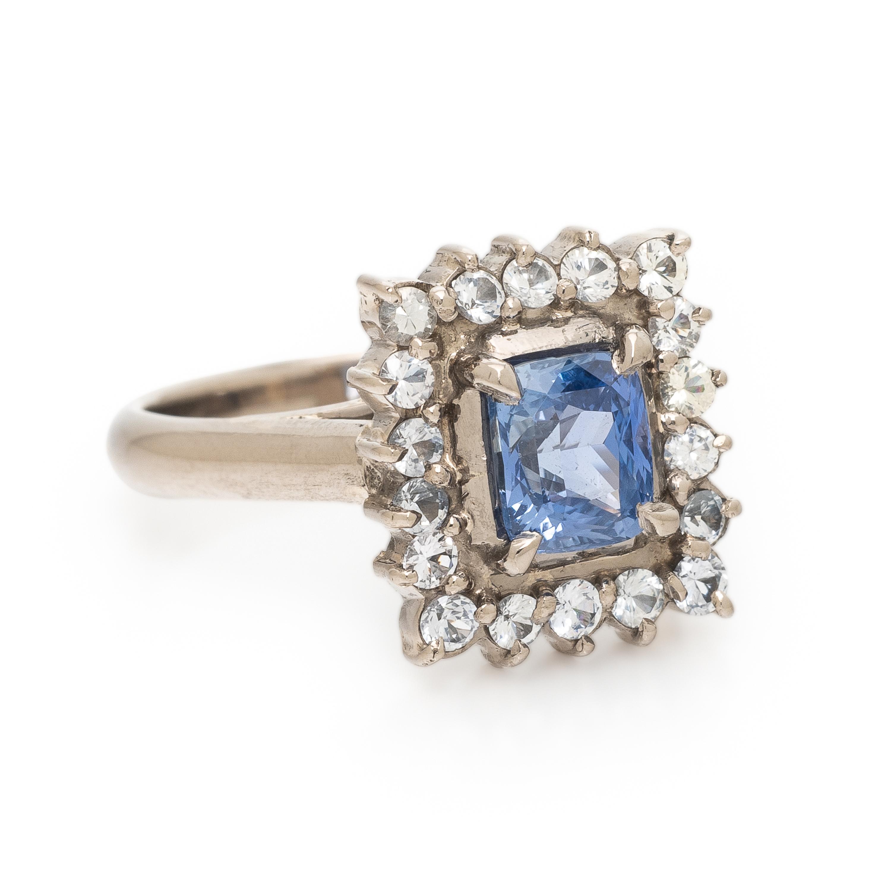 Ceylon Sapphire, Diamond, and White Gold Ring
