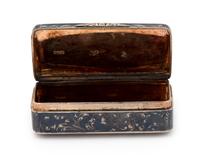 A Russian Niello Silver Snuff Box, Maker's Mark Cyrillic NFG, Moscow, 19th Century, the rectangular case with rounded corners decorated
