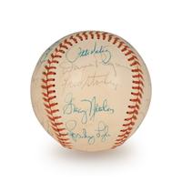 A 1976 New York Yankees Team Signed Autograph Baseball Including Thurman Munson and Billy Martin (Beckett Authentication Services Letter BAS Certified)