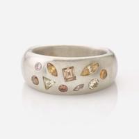 A Platinum and Multi-Colored Diamond Band