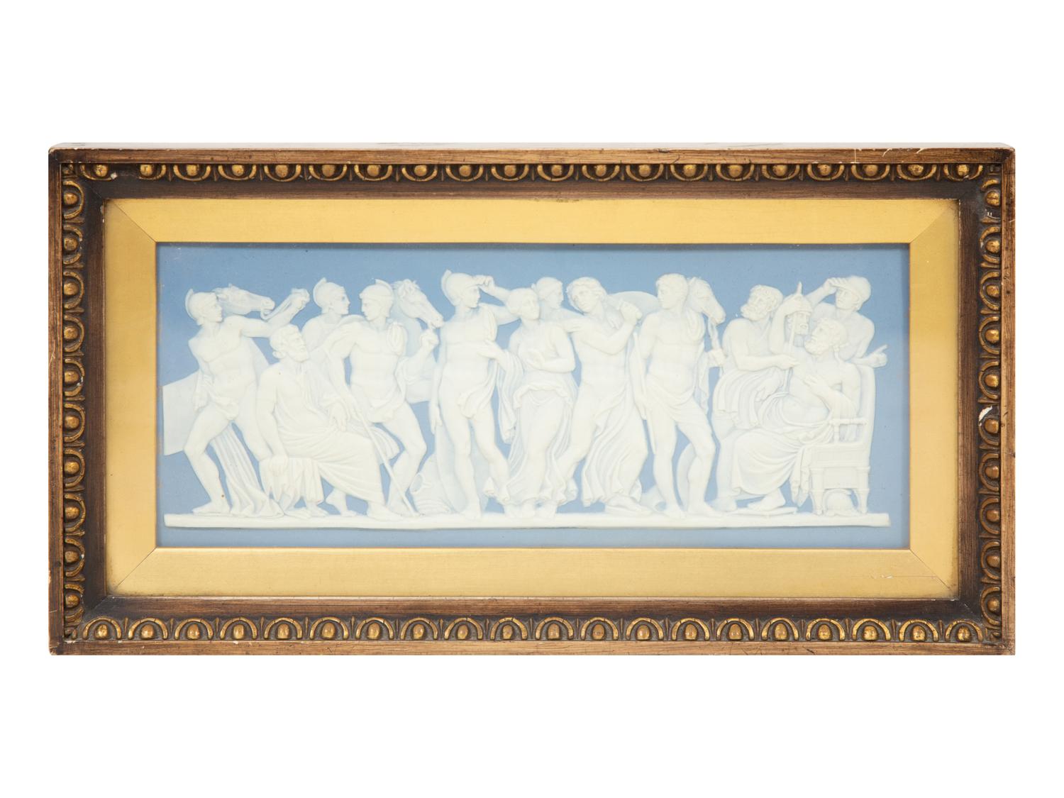 Two Framed Wedgwood Blue Jasperware Plaques