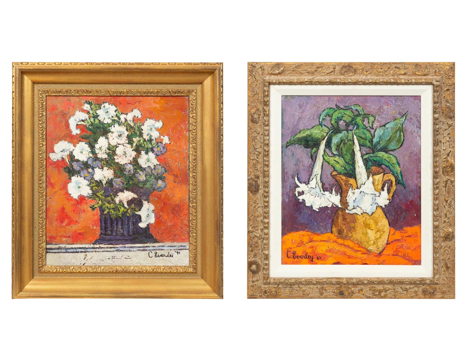 Urn with Petunias and Pansies , 1971, and Datura en Pichet , 1967 (two works)