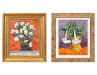 Urn with Petunias and Pansies , 1971, and Datura en Pichet , 1967 (two works)