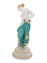 A Large Meissen Porcelain Figure of a Bathing Lady
