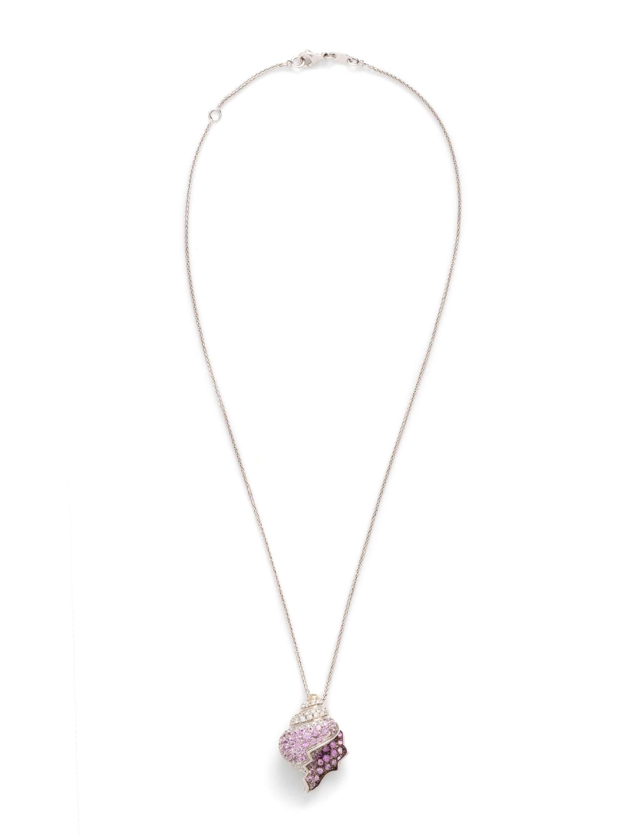 DIAMOND AND PINK SAPPHIRE SHELL PENDANT/NECKLACE